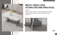 Carregar imagem no visualizador da galeria, Modern minimalist dining table. White imitation marble glass sticker desktop, stainless steel legs, stable and beautiful. Suitable for living room and dining room 63&quot; x35.4&quot; x29.5&quot; DT-69
