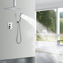 Carregar imagem no visualizador da galeria, Shower Faucet Set System Ceiling Shower Faucets Sets Complet with Rough-in Valve, 10 Inches High Pressure Rain Shower Head and Handheld
