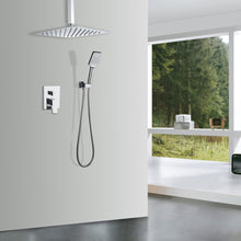 Carregar imagem no visualizador da galeria, Shower Faucet Set System Ceiling Shower Faucets Sets Complet with Rough-in Valve, 10 Inches High Pressure Rain Shower Head and Handheld
