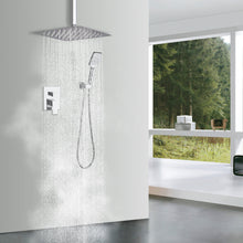 Carregar imagem no visualizador da galeria, Shower Faucet Set System Ceiling Shower Faucets Sets Complet with Rough-in Valve, 10 Inches High Pressure Rain Shower Head and Handheld
