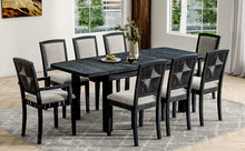 Carregar imagem no visualizador da galeria, Rustic Extendable 84inch Dining Table Set with 24inch Removable Leaf, 6 Upholstered Armless Dining Chairs and 2 Padded Arm Chairs, 9 Pieces, Black
