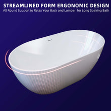 Carregar imagem no visualizador da galeria, 59&quot; Acrylic Free Standing Tub - Classic Oval Shape Soaking Tub, Adjustable Freestanding Bathtub with Integrated Slotted Overflow and Chrome Pop-up Drain Anti-clogging Gloss White
