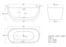 Carregar imagem no visualizador da galeria, 55&quot; Acrylic Free Standing Tub - Classic Oval Shape Soaking Tub, Adjustable Freestanding Bathtub with Integrated Slotted Overflow and Chrome Pop-up Drain Anti-clogging Matte White
