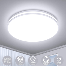 Carregar imagem no visualizador da galeria, Upgrade Your Indoor Space with a Modern 12.6&quot; Round LED Flush Mount Ceiling Light - 24W, 2250LM, IP44 Waterproof, 5000K Cool White
