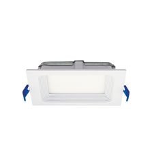 Cargar imagen en el visor de la galería, 4 Inch 5CCT Can less LED Downlight - Ultra Slim Square Design with Junction Box (Flat &amp; Baffle Trim) - 10W, 650lm, 120V AC, 90+ CRI
