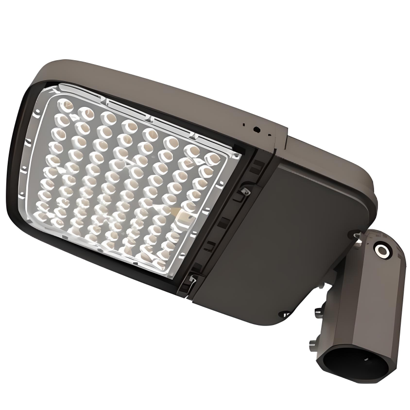 LED Shoebox Light - 150 Watt Tunable , 100-277V AC, 5000K, Streamlined Brown Finish, Dusk to Down Photocell, 1-10V Dim, Slip Fitter Mount