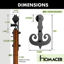 Carregar imagem no visualizador da galeria, Non-Bypass Sliding Barn Door Hardware Kit - Mustache Design Roller
