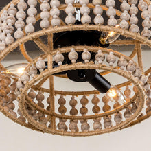 Load image into Gallery viewer, Farmhouse 3-Light Wood Beaded Flush Mount Ceiling Lights
