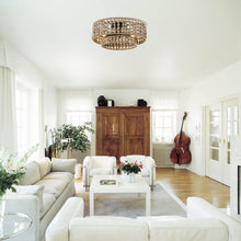 Load image into Gallery viewer, Farmhouse 3-Light Wood Beaded Flush Mount Ceiling Lights
