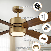 Carregar imagem no visualizador da galeria, Parrot Uncle 52&quot; Bucholz Industrial Downrod Mount Reversible Ceiling Fans with Integrated Lights and Remote Control
