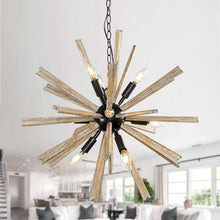 Carregar imagem no visualizador da galeria, Parrot Uncle 9-Light Wood Sputnik Sphere Chandelier
