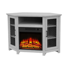 Cargar imagen en el visor de la galería, Parrot Uncle Furniture 45&quot; Corner Electric Fireplace TV Stands Console Table with 2 Metal Mesh Doors
