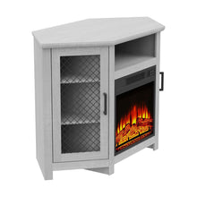 Load image into Gallery viewer, Parrot Uncle Furniture 45&quot; Corner Electric Fireplace TV Stands Console Table with 2 Metal Mesh Doors
