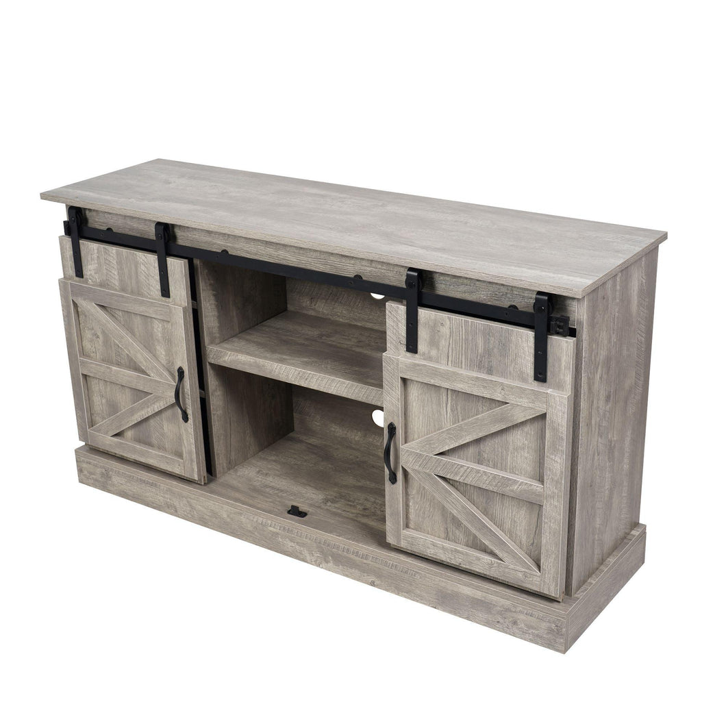 Parrot Uncle Furniture Farmhouse Sliding Barn Door Wooden TV Stands Console for TVs up to 55