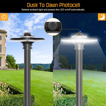 Cargar imagen en el visor de la galería, 80W Led Post Top Lights With Photocell CCT Changeable 3000/4000/5000K, 10,089 Lumens IP65 Waterproof ETL cETL DLC approved
