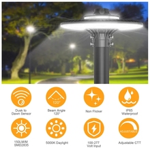 Cargar imagen en el visor de la galería, 80W Led Post Top Lights With Photocell CCT Changeable 3000/4000/5000K, 10,089 Lumens IP65 Waterproof ETL cETL DLC approved
