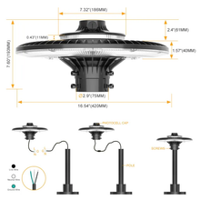 Carregar imagem no visualizador da galeria, 80W Led Post Top Lights With Photocell CCT Changeable 3000/4000/5000K, 10,089 Lumens IP65 Waterproof ETL cETL DLC approved
