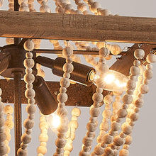 Carregar imagem no visualizador da galeria, Regas 4-Light Wood Bead Candle Style Chandelier
