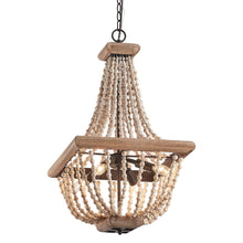 Carregar imagem no visualizador da galeria, Regas 4-Light Wood Bead Candle Style Chandelier
