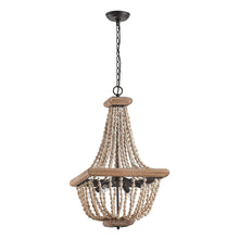 Carregar imagem no visualizador da galeria, Regas 4-Light Wood Bead Candle Style Chandelier
