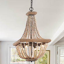 Carregar imagem no visualizador da galeria, Regas 4-Light Wood Bead Candle Style Chandelier
