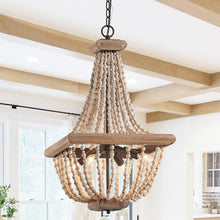 Carregar imagem no visualizador da galeria, Regas 4-Light Wood Bead Candle Style Chandelier
