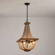 Carregar imagem no visualizador da galeria, Regas 4-Light Wood Bead Candle Style Chandelier
