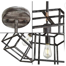 Carregar imagem no visualizador da galeria, WOCHOS Antique Industrial Metal Farmhouse Chandelier 1-Light Rustic Square
