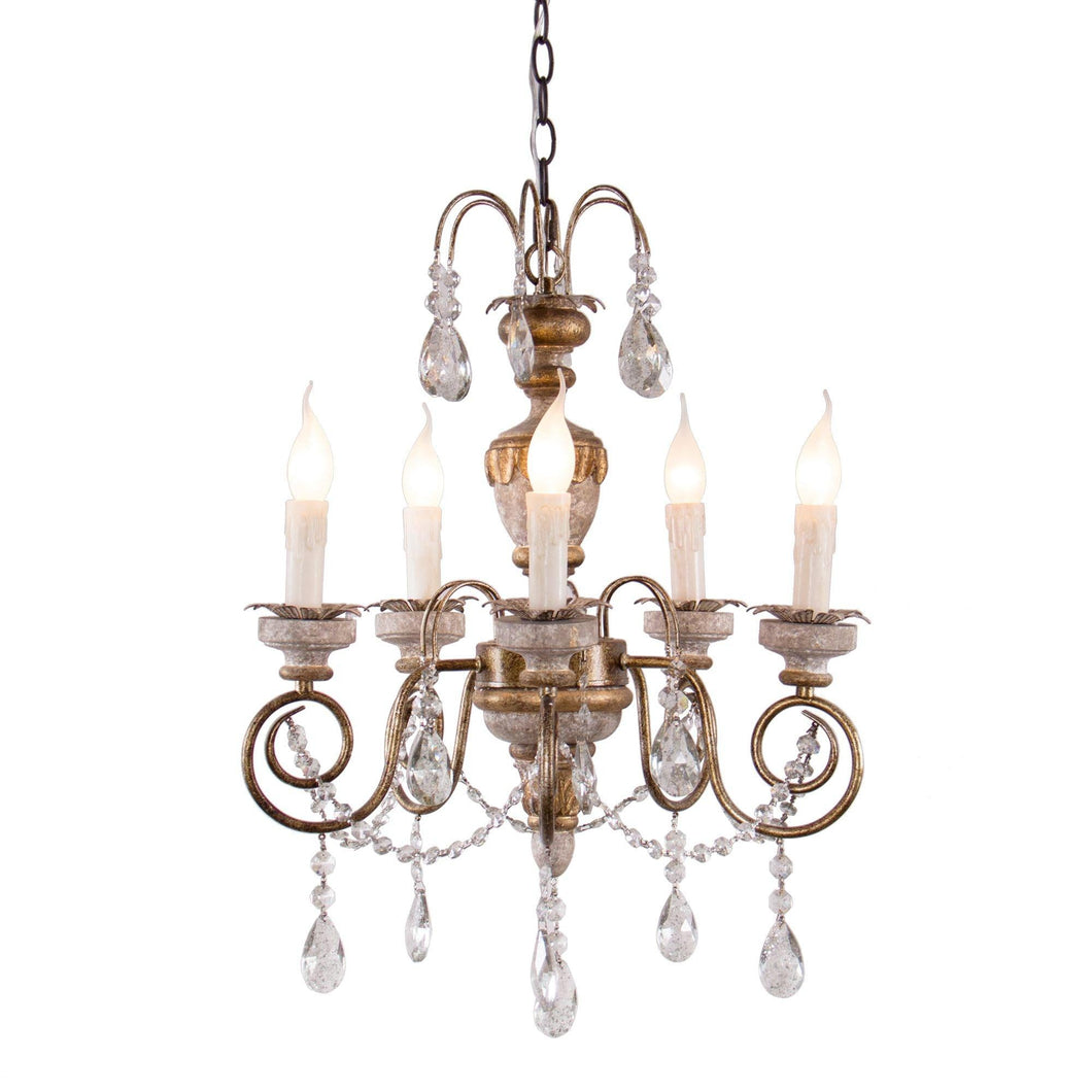 Samiyah 5-Light Rustic Gold Crystal Chandelier