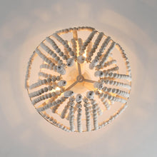 Carregar imagem no visualizador da galeria, Seguis 3-Light Weathered White Chandelier with Wood Beads
