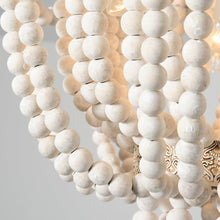 Carregar imagem no visualizador da galeria, Seguis 3-Light Weathered White Chandelier with Wood Beads
