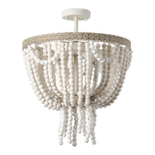 Carregar imagem no visualizador da galeria, Seguis 3-Light Weathered White Chandelier with Wood Beads
