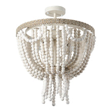 Carregar imagem no visualizador da galeria, Seguis 3-Light Weathered White Chandelier with Wood Beads
