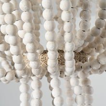 Carregar imagem no visualizador da galeria, Seguis 3-Light Weathered White Chandelier with Wood Beads
