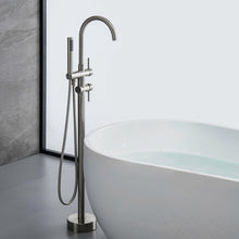 Cargar imagen en el visor de la galería, Sherwin 2-Handle Claw Foot Tub Faucet with Hand Shower in Silver
