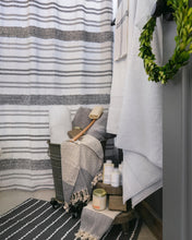 Cargar imagen en el visor de la galería, Modern Tufted Stripe Yarn Dyed Recycled Cotton Blend Shower Curtain
