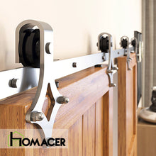 Cargar imagen en el visor de la galería, Non-Bypass Sliding Barn Door Hardware Kit - Diamond Design Roller - Silver Finish
