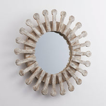 Carregar imagem no visualizador da galeria, Traditional Round Wood Mirror Antiqued Casual Wall Decoration
