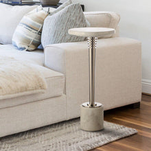 Cargar imagen en el visor de la galería, White Marble &amp; Metal Table with Pedestal Base
