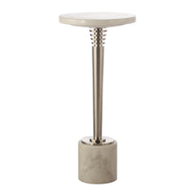 Load image into Gallery viewer, White Marble &amp; Metal Table with Pedestal Base
