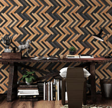 Carregar imagem no visualizador da galeria, Modern Design Wooden Zigzag Panel Wallpaper Mural. #6736
