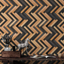 Load image into Gallery viewer, Modern Design Wooden Zigzag Panel Wallpaper Mural. #6736
