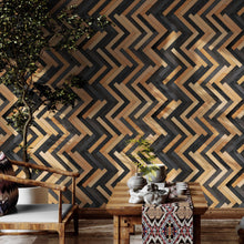 Cargar imagen en el visor de la galería, Modern Design Wooden Zigzag Panel Wallpaper Mural. #6736
