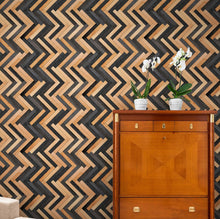 Cargar imagen en el visor de la galería, Modern Design Wooden Zigzag Panel Wallpaper Mural. #6736
