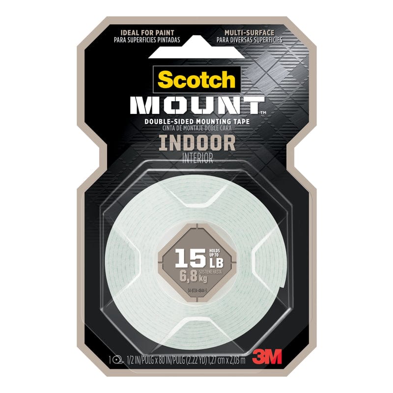 3M Scotch-Mount cinta de montaje de doble cara de 1/2 pulg. de ancho x 80 pulg. de largo, blanca