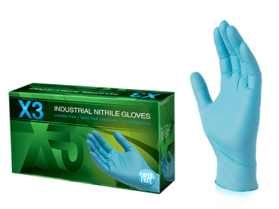 Guantes desechables de nitrilo X3, azules, sin talco, paquete de 100