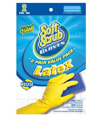 Guantes de limpieza de látex Soft Scrub Reutilizables Amarillo 2 pares 
