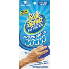 Load image into Gallery viewer, Soft Scrub Vinyl Disposable Gloves One Size Fits Most Clear Powder Free 10 pk
