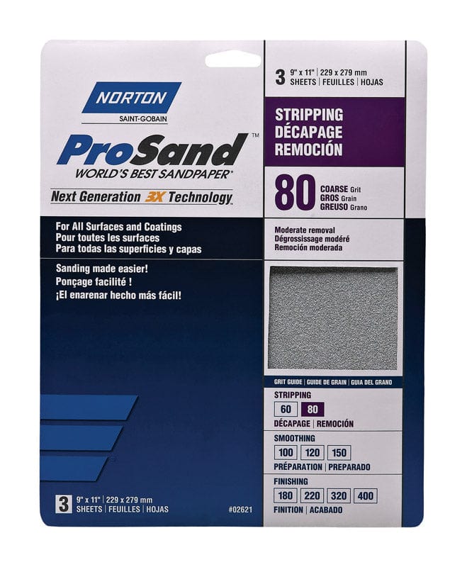 Norton ProSand 11 in. L x 9 in. W Aluminum Oxide Sandpaper 3 pk