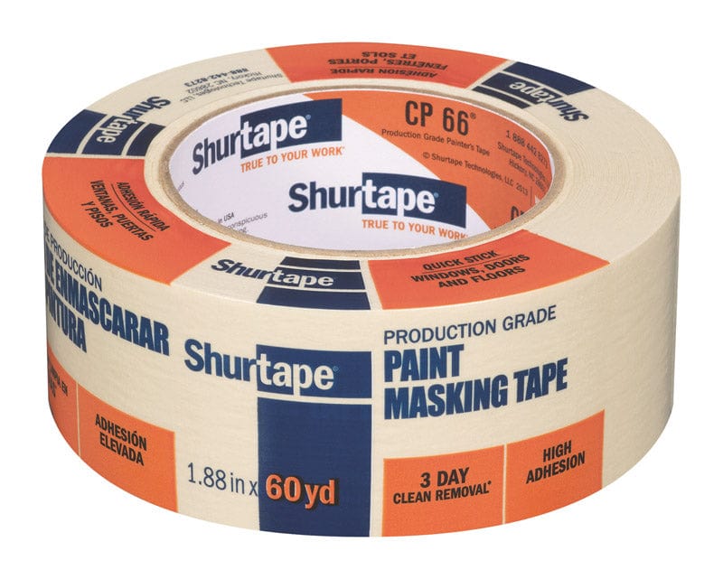 Shurtape CP 66 1.88 pulg. Ancho x 60 yardas. L Cinta de pintor beige de alta resistencia 1 paquete